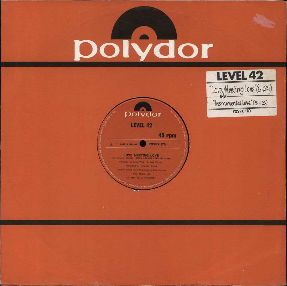 Level 42 Love Meeting Love - Stickered sleeve UK 12" vinyl single (12 inch record / Maxi-single) POSPX170