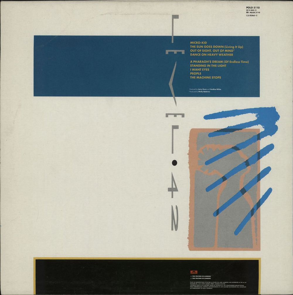 Level 42 Standing In The Light - Hype Stickered Picture Sleeve UK vinyl LP album (LP record)