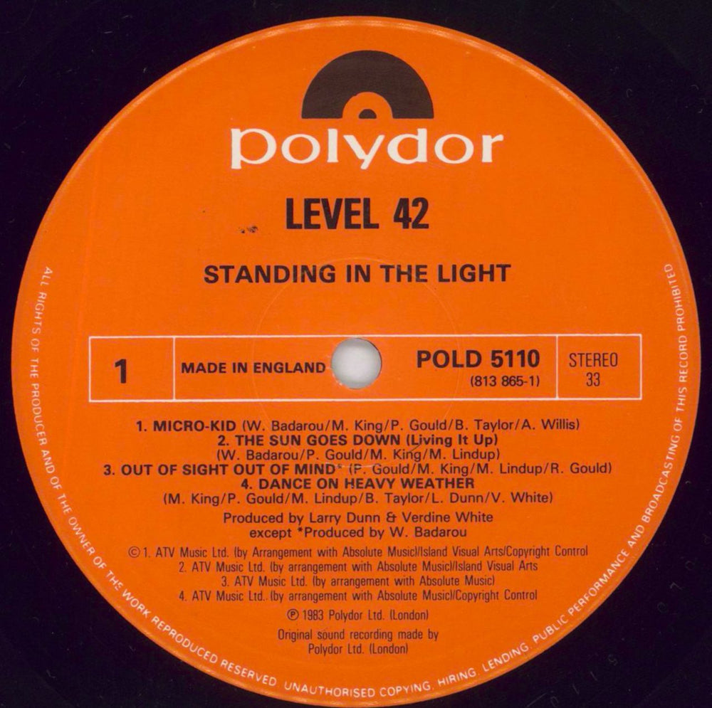 Level 42 Standing In The Light UK vinyl LP album (LP record) L42LPST273670