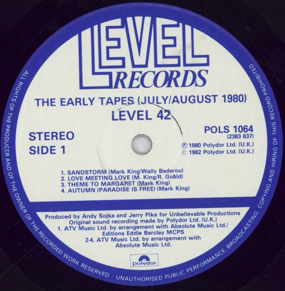 Level 42 The Early Tapes July/Aug 1980 UK vinyl LP album (LP record) L42LPTH316704