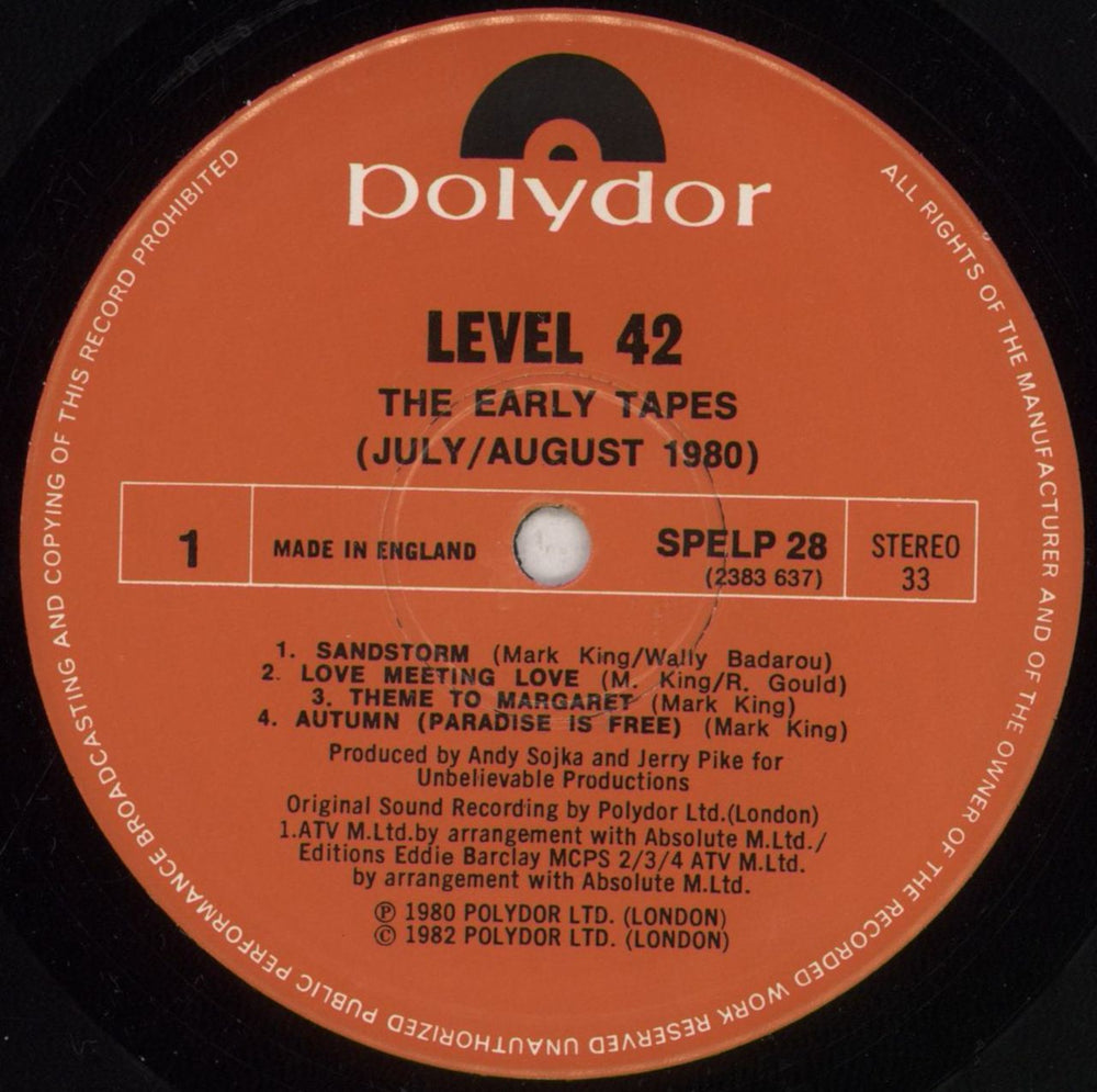 Level 42 The Early Tapes UK vinyl LP album (LP record) L42LPTH521889