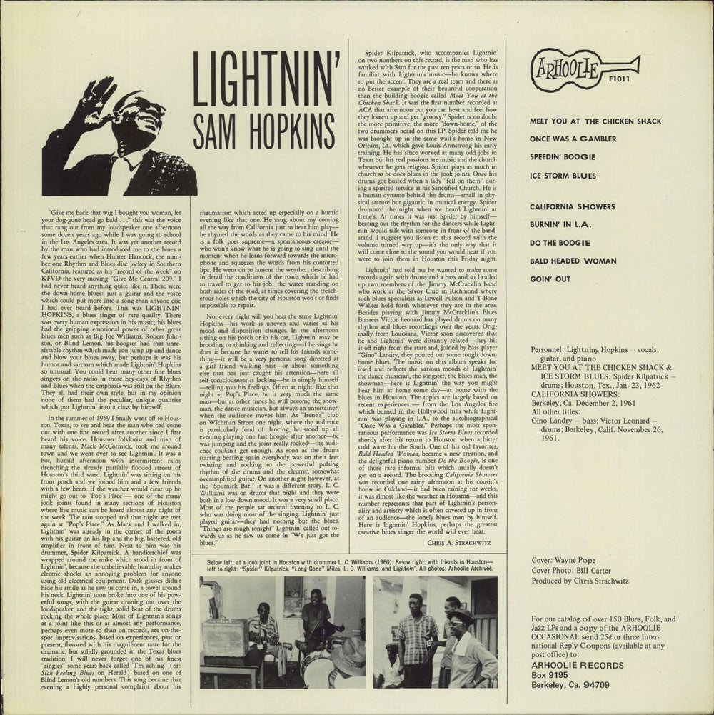 Lightnin' Hopkins Lightnin' Sam Hopkins US Vinyl LP