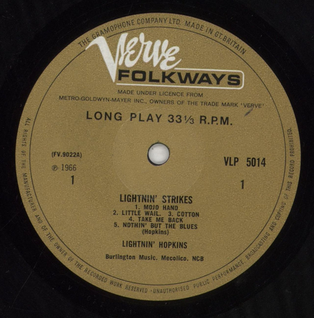 Lightnin' Hopkins Lightnin' Strikes - VG UK vinyl LP album (LP record) LHHLPLI856425