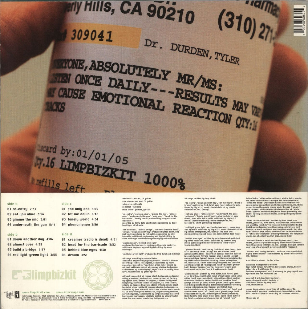 Limp Bizkit Results May Vary US 2-LP vinyl record set (Double LP Album) 602498608944