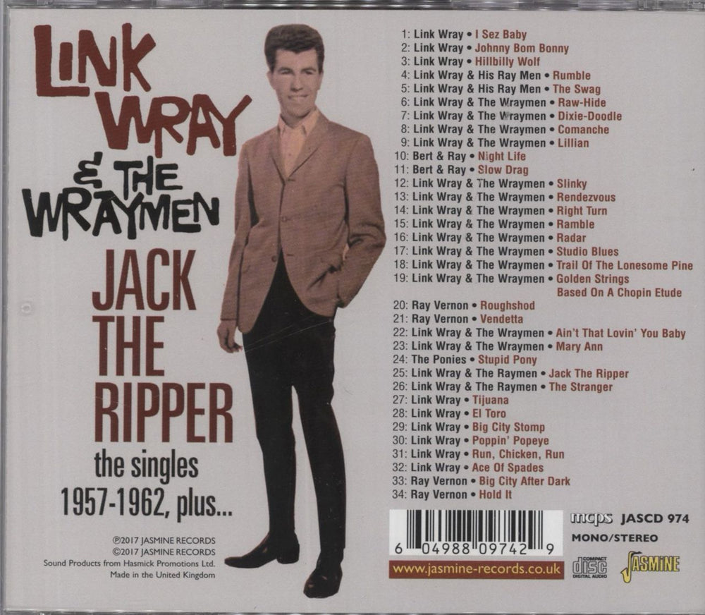 Link Wray Jack The Ripper - The Singles 1957-1962 Plus... UK CD album (CDLP)