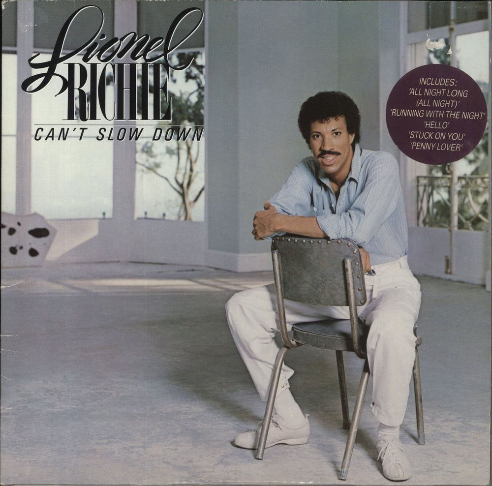 Lionel Richie Can't Slow Down - Hype Stickered UK vinyl LP album (LP record) ZL72020