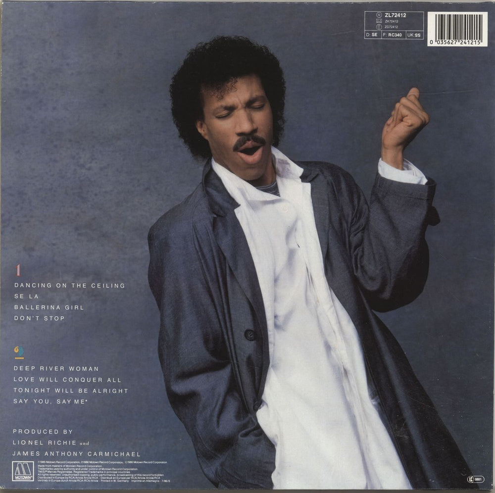 Lionel Richie Dancing On The Ceiling - White Sticker German vinyl LP album (LP record) 035627241215