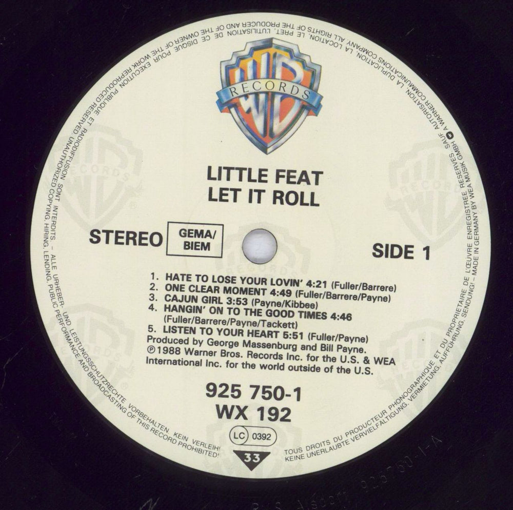 Little Feat Let It Roll German vinyl LP album (LP record) LFELPLE833779