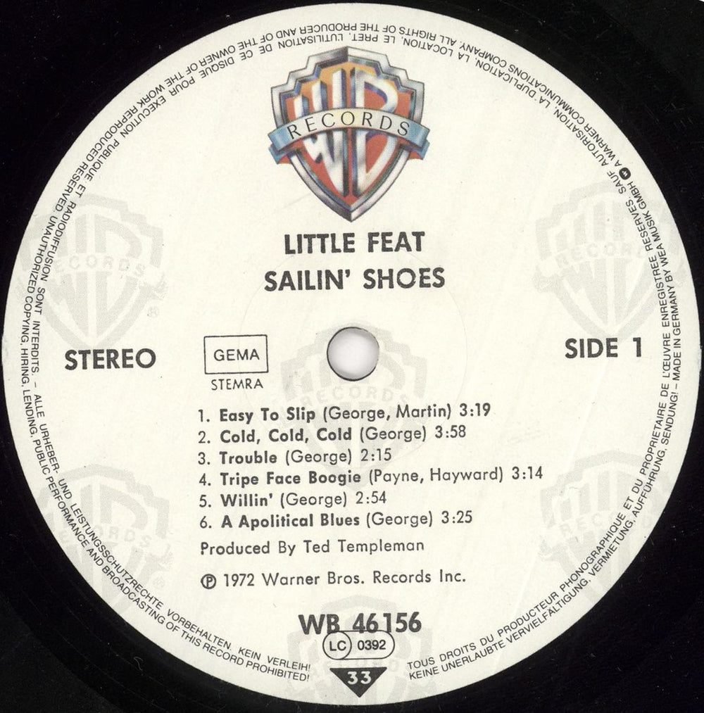 Little Feat Sailin' Shoes + lyric insert German vinyl LP album (LP record) LFELPSA455529