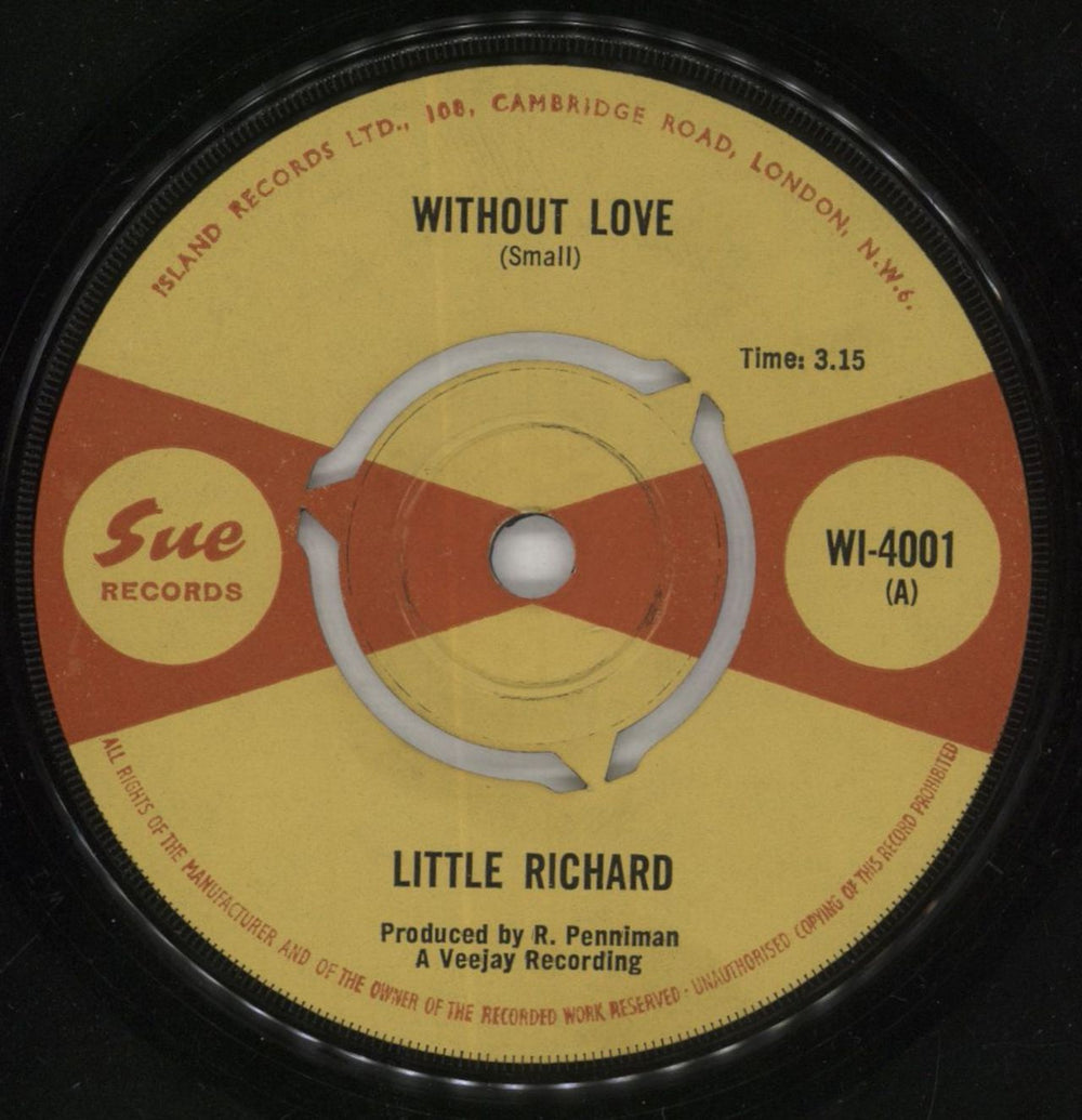 Little Richard Without Love UK 7" vinyl single (7 inch record / 45) WI-4001