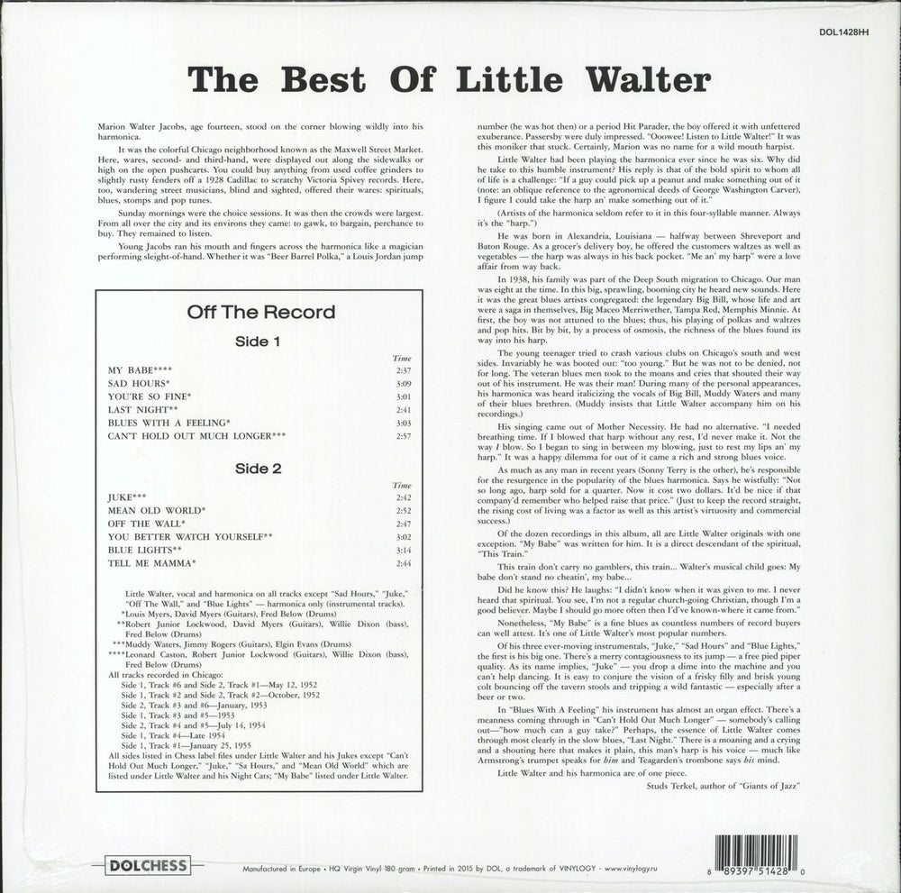 Little Walter The Best of Little Walter - 180gm UK vinyl LP album (LP record) 889397514280