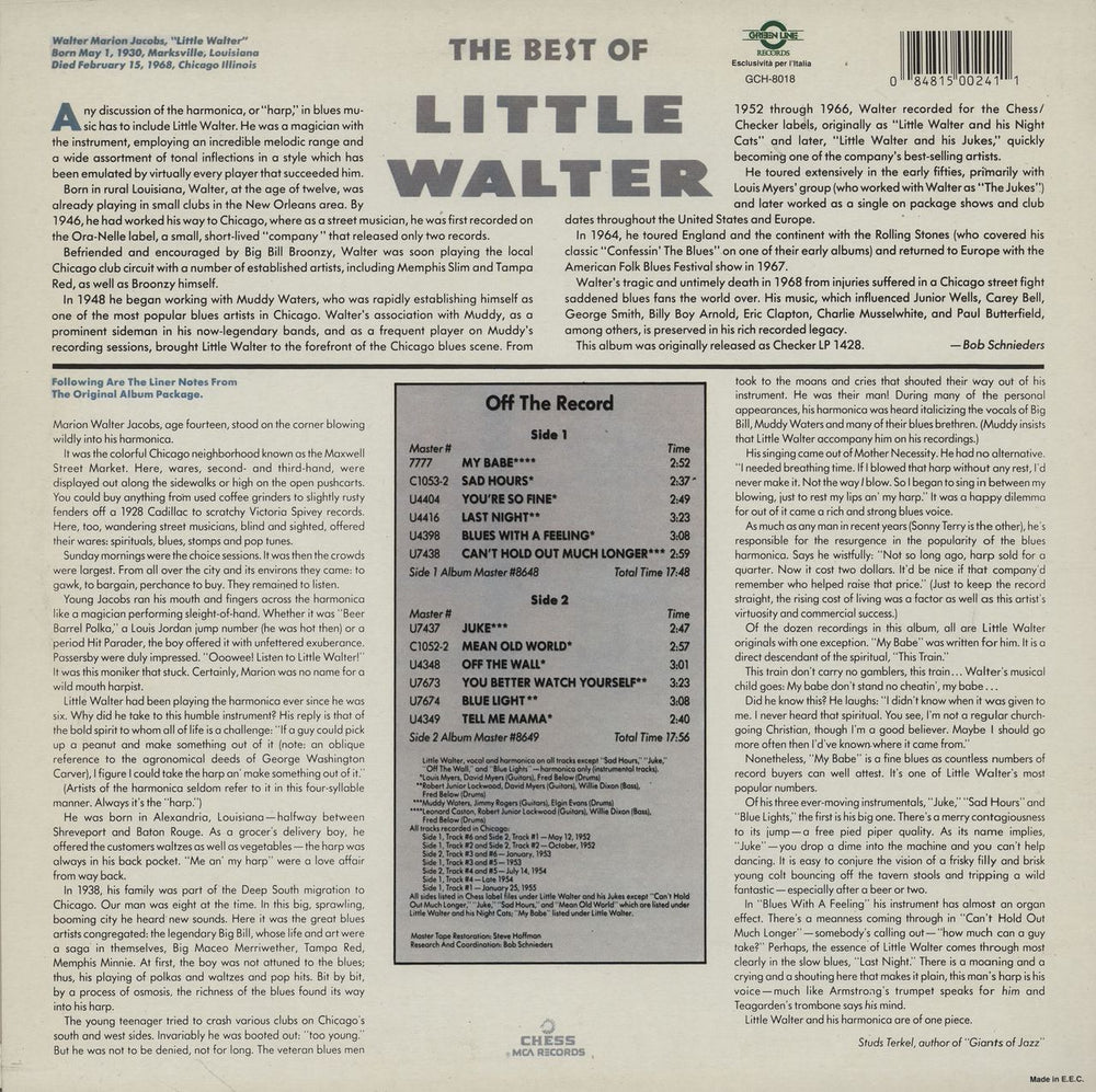 Little Walter The Best Of Little Walter Italian vinyl LP album (LP record)