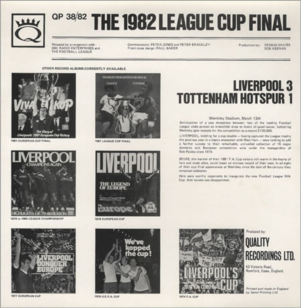 Liverpool FC Liverpool's 1982 League Cup Double UK vinyl LP album (LP record) LFCLPLI374593