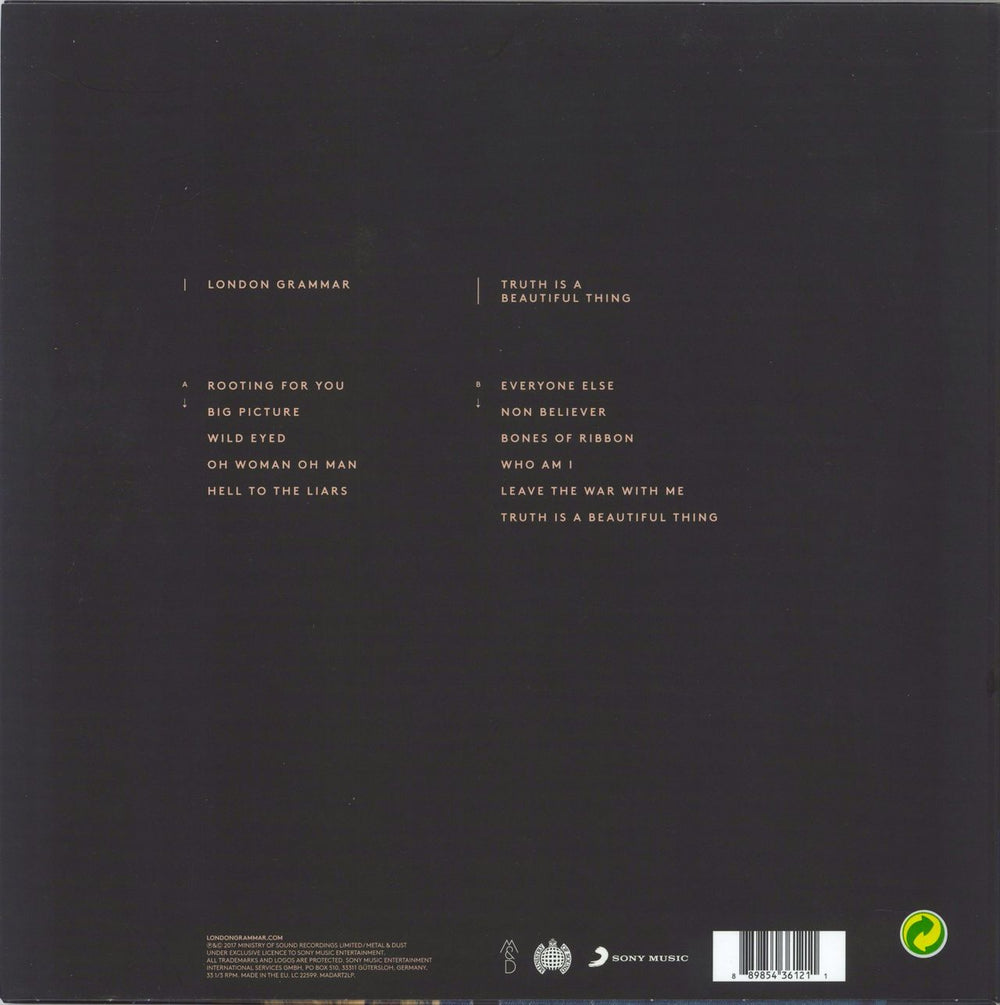 London Grammar Truth Is A Beautiful Thing - EX UK vinyl LP album (LP record) 889854361211
