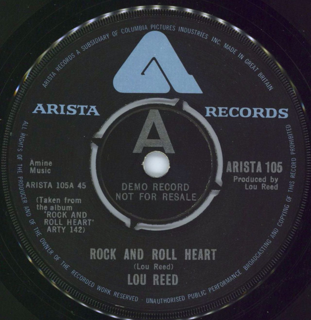 Lou Reed Rock And Roll Heart UK Promo 7" vinyl single (7 inch record / 45) LOU07RO129624