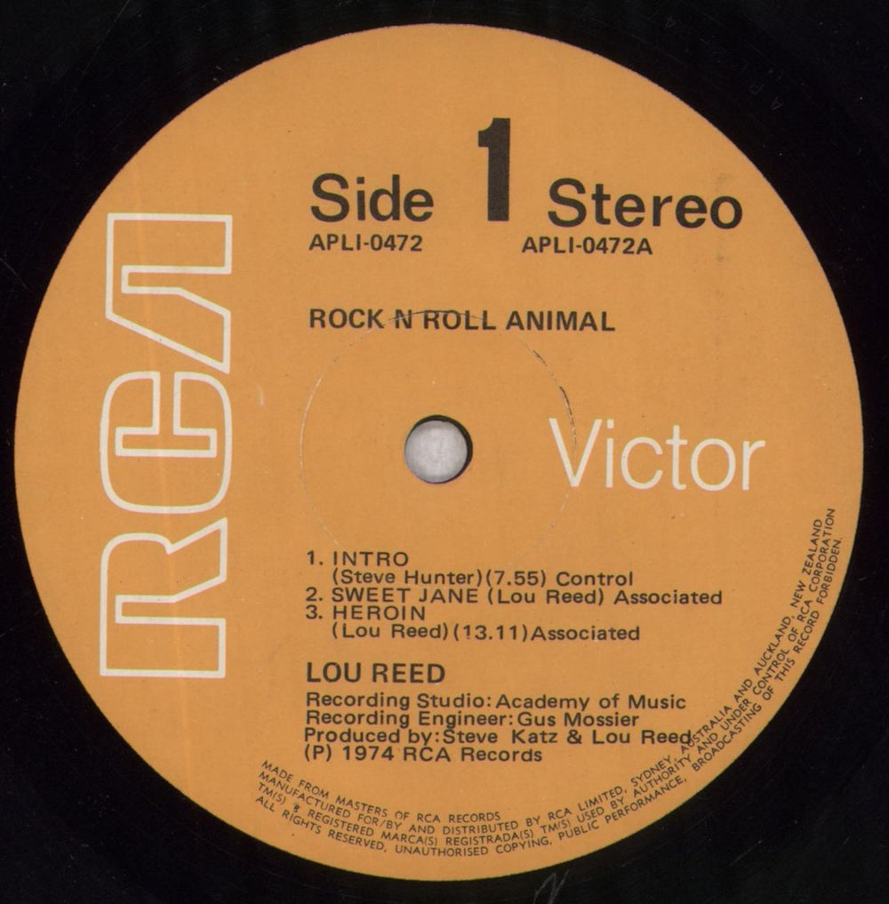 Lou Reed Rock N Roll Animal New Zealand vinyl LP album (LP record) LOULPRO838669