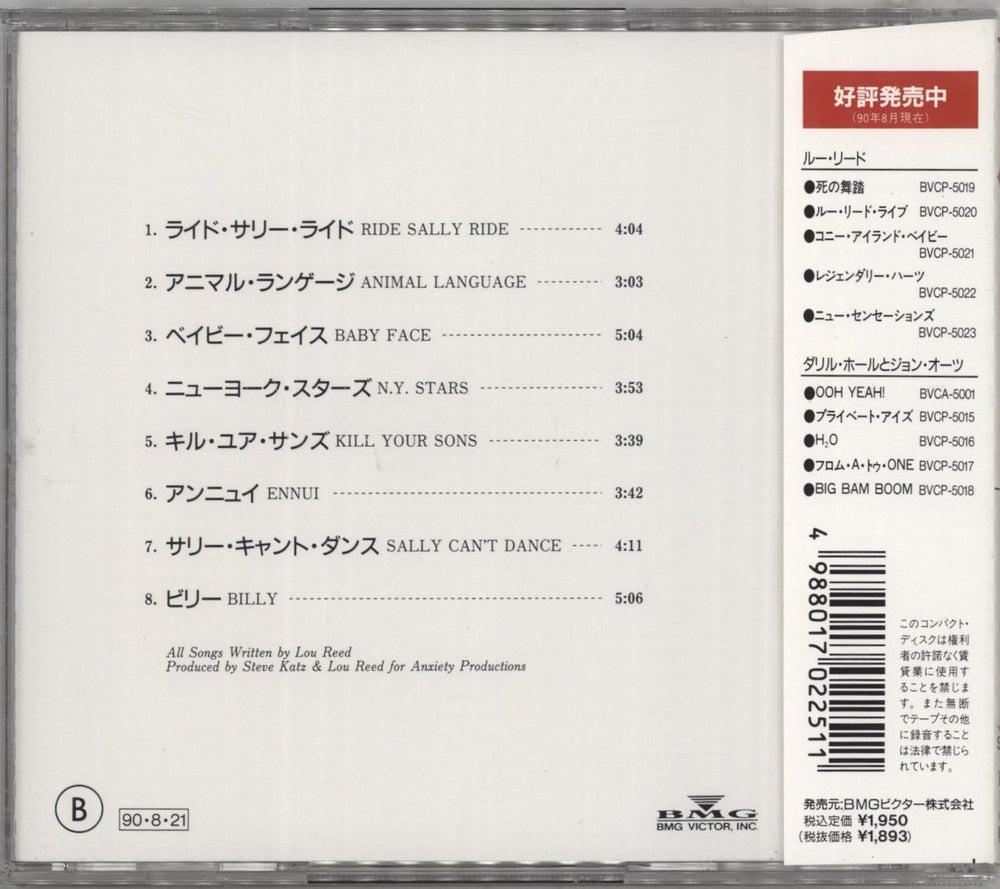 Lou Reed Sally Can't Dance Japanese CD album (CDLP) 4988017022511