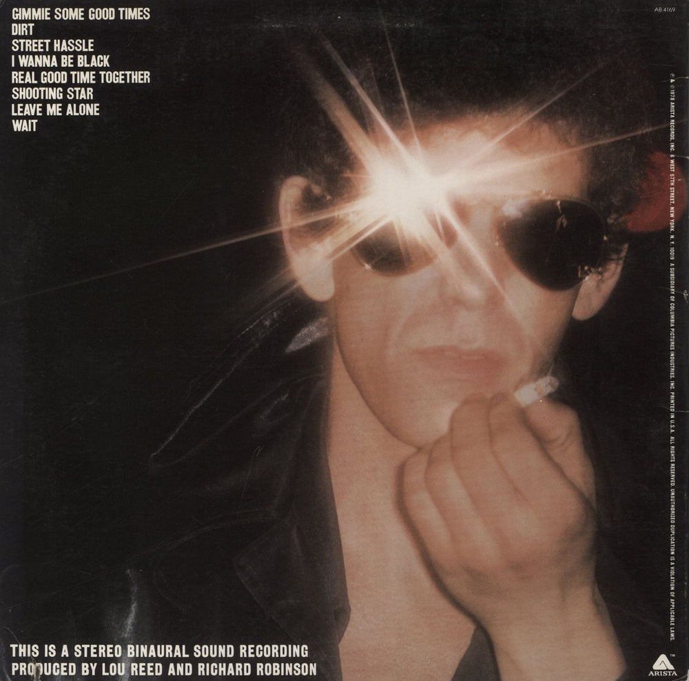 Lou Reed Street Hassle US vinyl LP album (LP record)