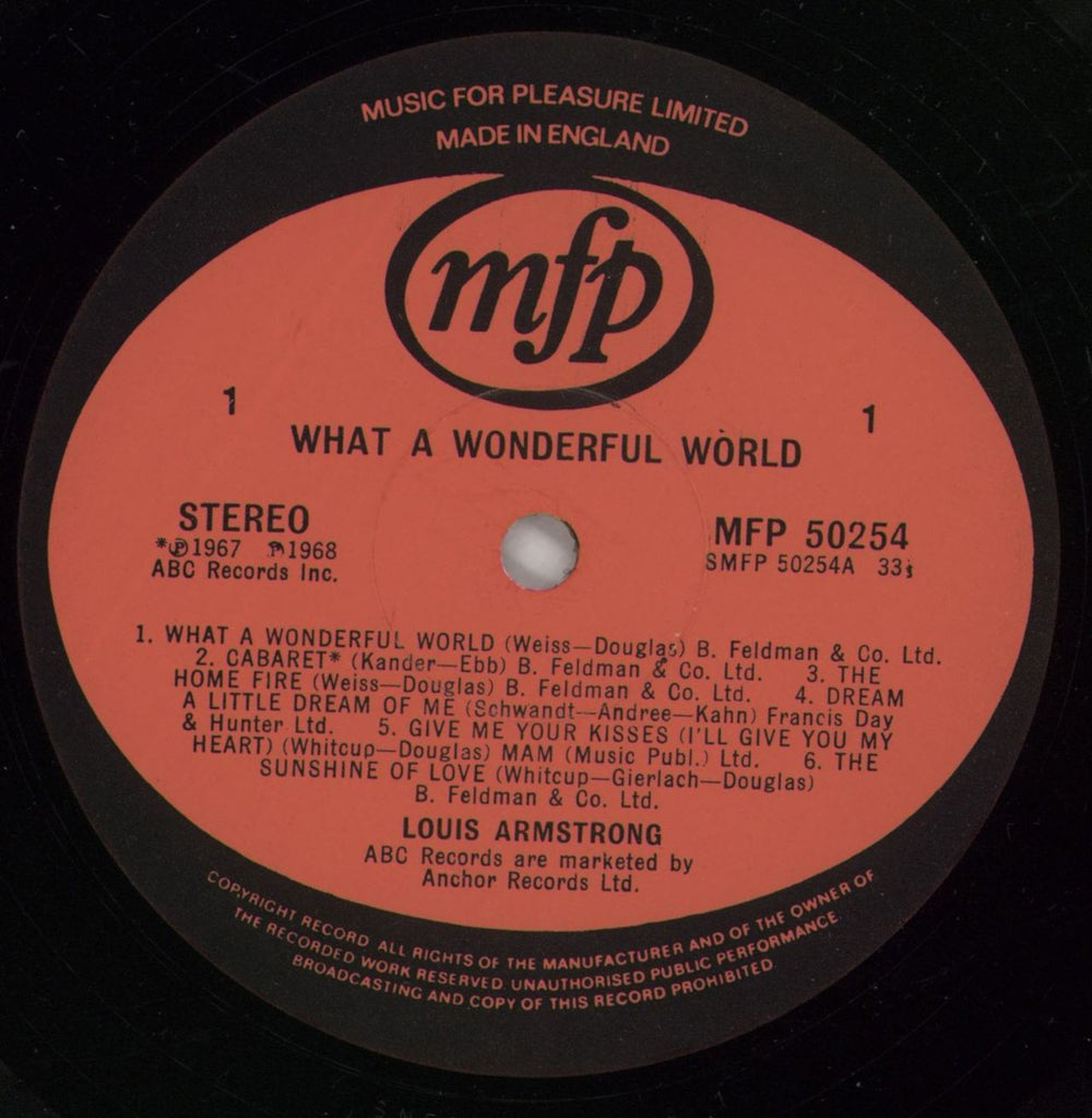 Louis Armstrong What A Wonderful World UK vinyl LP album (LP record) LOALPWH639362