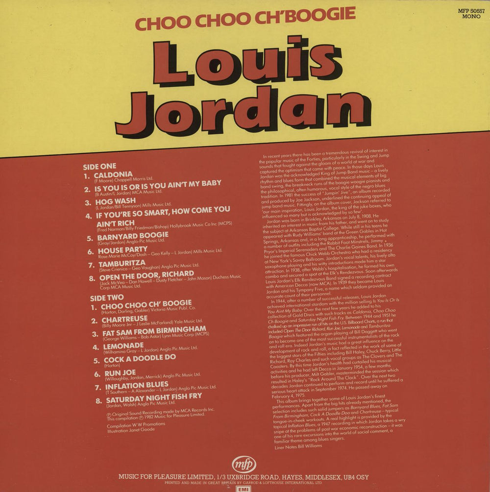 Louis Jordan Choo Choo Ch'Boogie UK vinyl LP album (LP record)