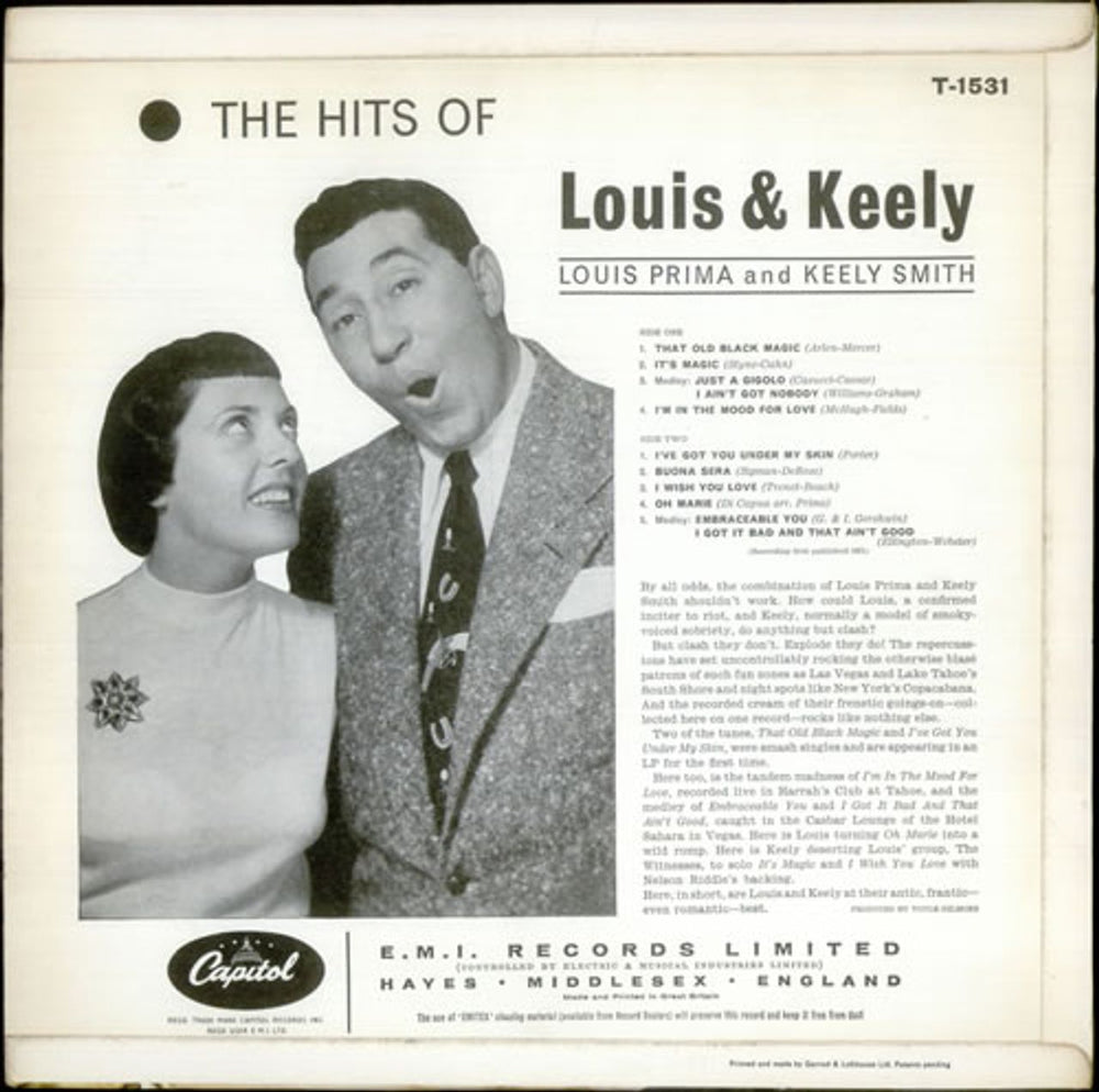 Louis Prima & Keely Smith The Hits Of Louis & Keely UK vinyl LP album (LP record) P+SLPTH455779