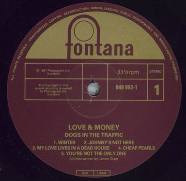 Love And Money Dogs In the Traffic UK vinyl LP album (LP record) L&MLPDO823528