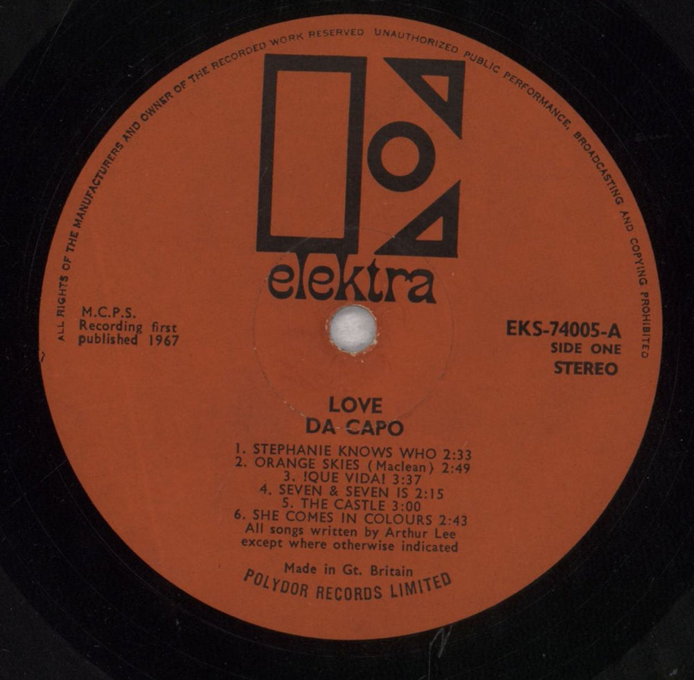 Love Da Capo - 2nd - VG UK vinyl LP album (LP record) LOVLPDA841383