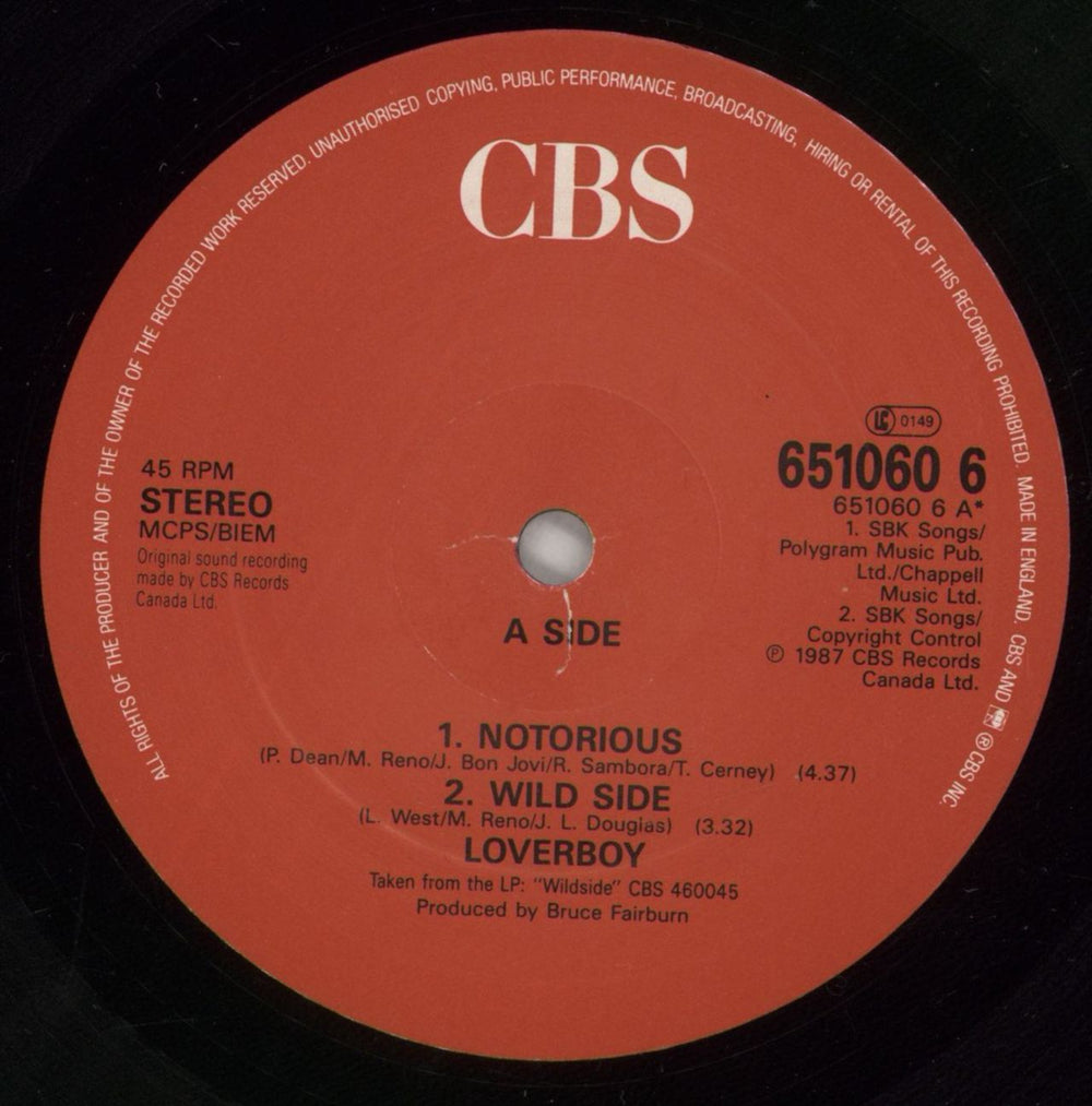 Loverboy Notorious UK 12" vinyl single (12 inch record / Maxi-single) LA-12NO277422