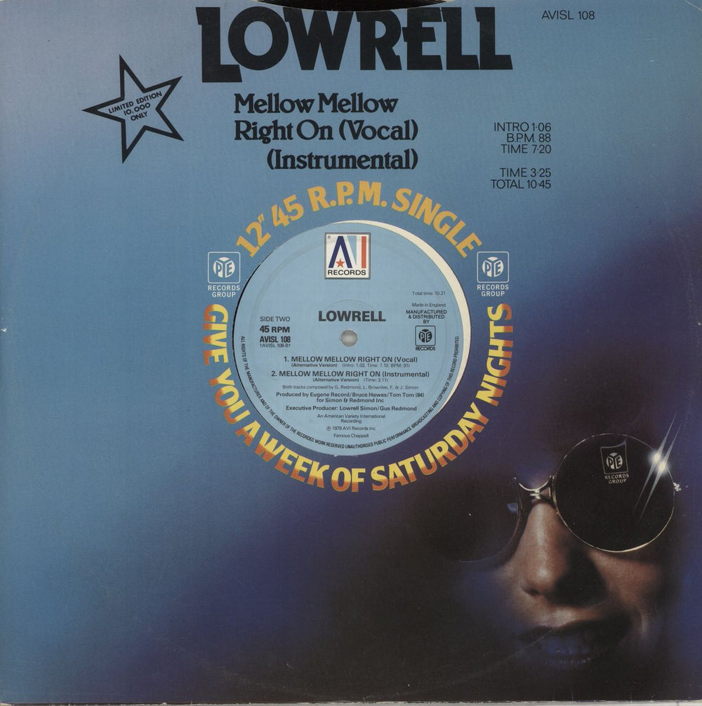 Lowrell Simon Mellow Mellow Right On UK 12" vinyl single (12 inch record / Maxi-single)