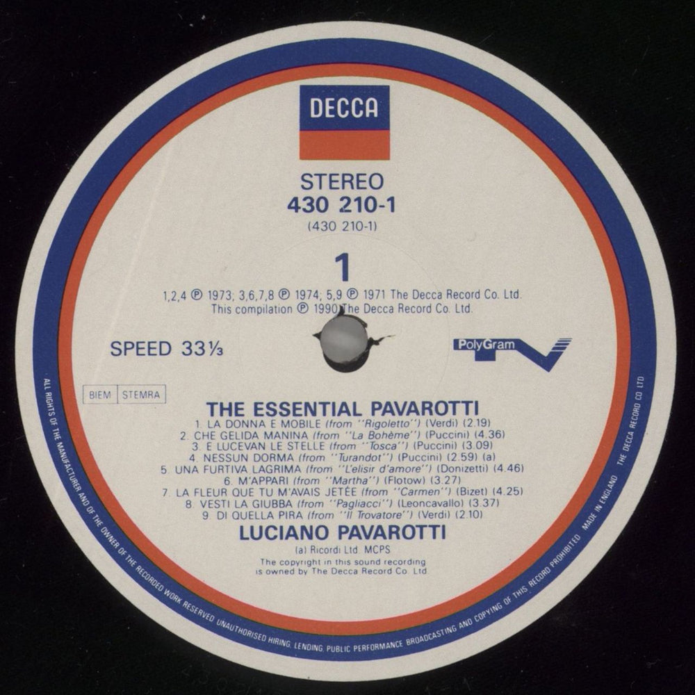 Luciano Pavarotti The Essential Pavarotti UK vinyl LP album (LP record) PAVLPTH495503