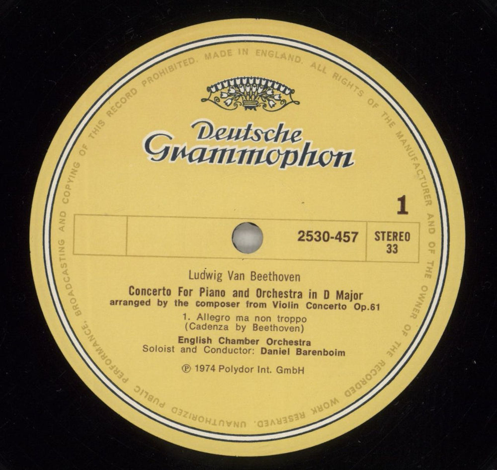 Ludwig Van Beethoven Beethoven: Piano Concerto In D Major - Arranged From The Violin Concerto Op. 61 UK vinyl LP album (LP record) LVBLPBE877760