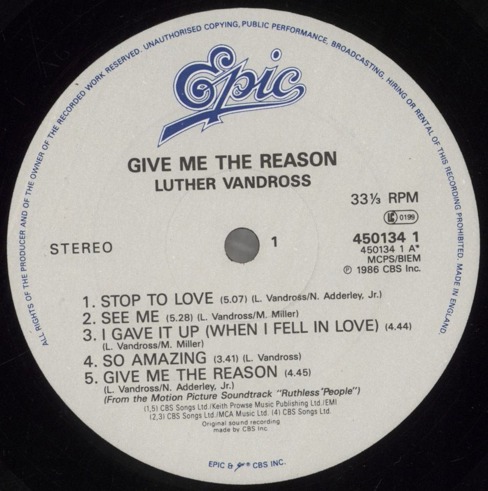 Luther Vandross Give Me The Reason + insert UK vinyl LP album (LP record) LUTLPGI766688