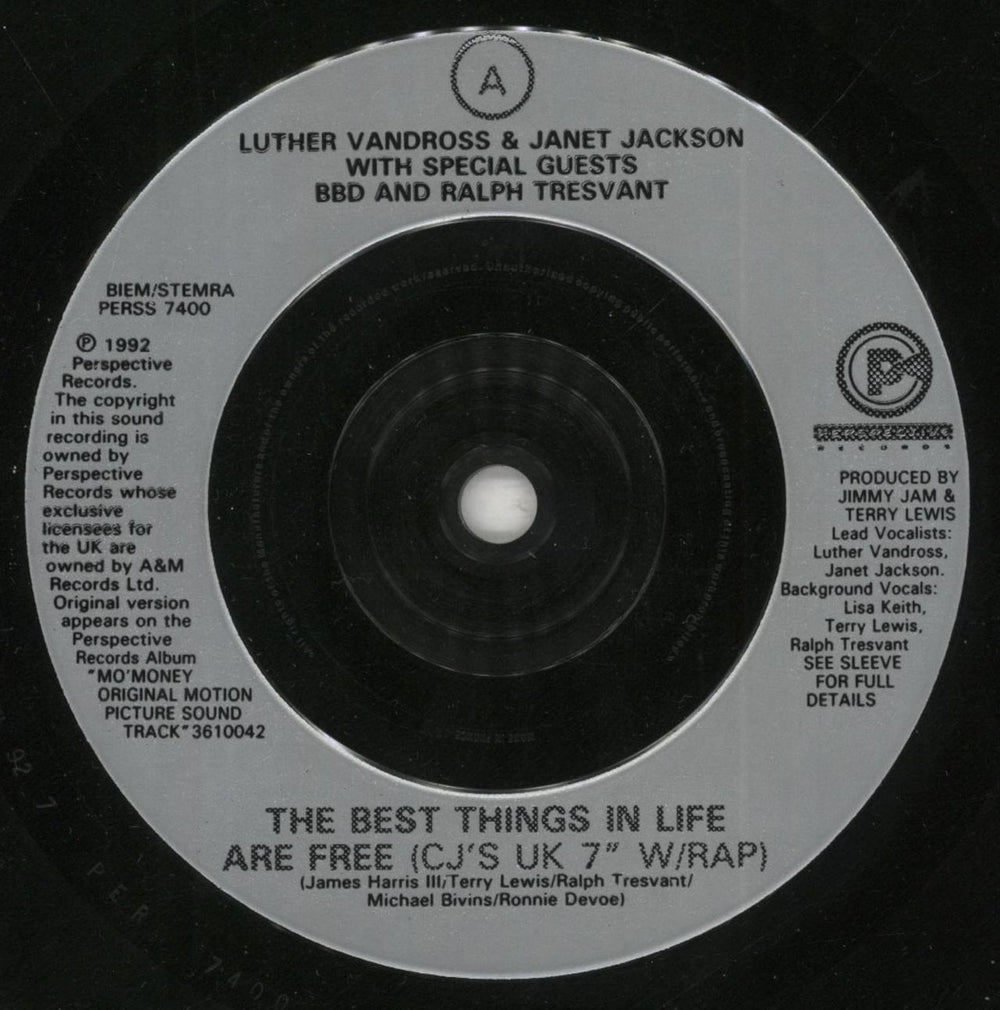 Luther Vandross The Best Things In Life Are Free UK 7" vinyl single (7 inch record / 45) LUT07TH243213