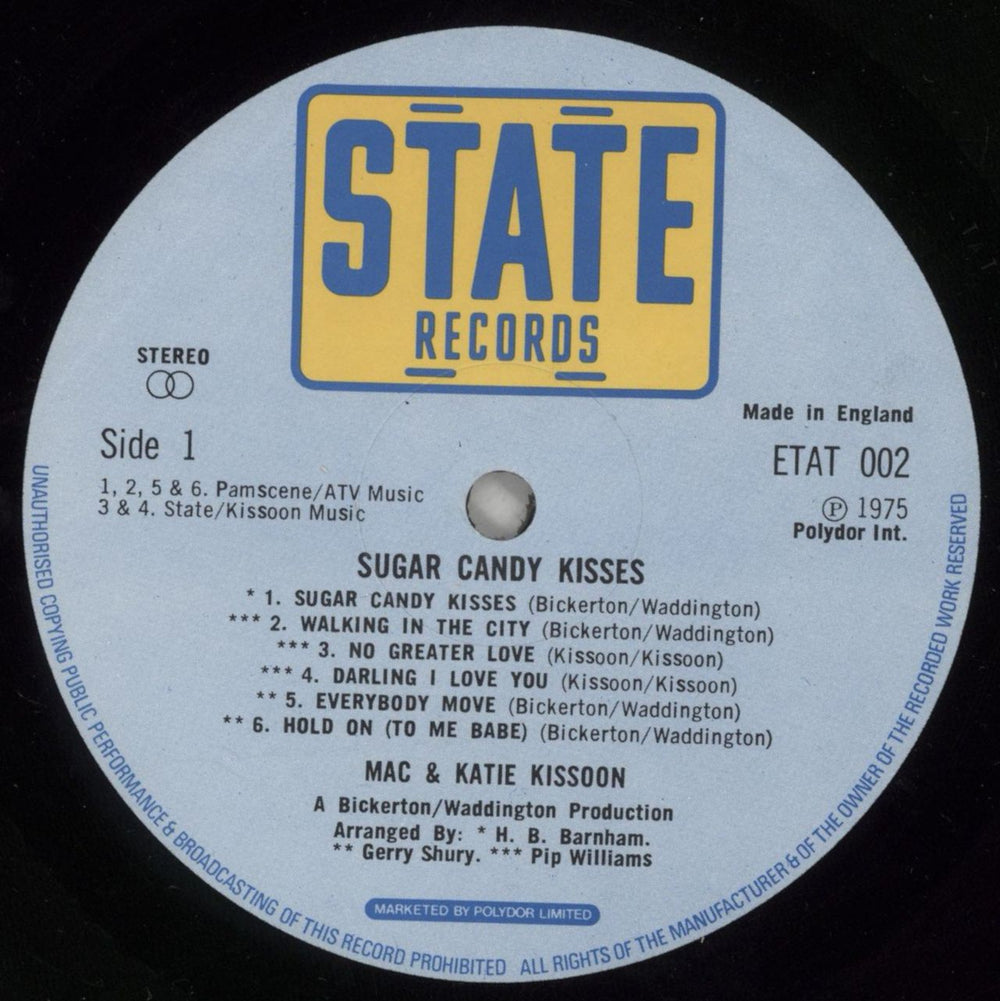 Mac & Katie Kissoon Sugar Candy Kisses - Stickered Sleeve UK vinyl LP album (LP record) KAQLPSU777624