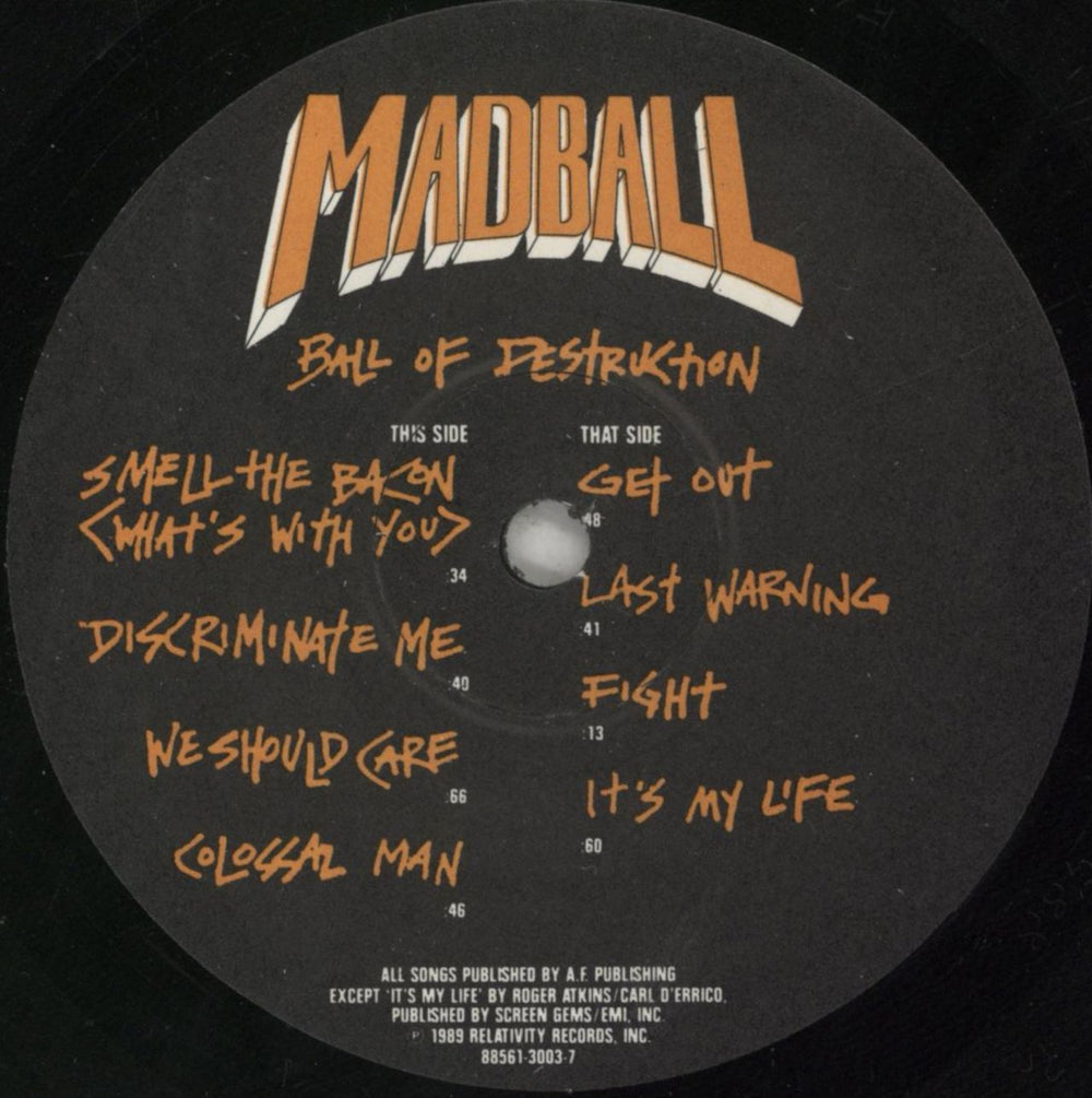 Madball Ball Of Destruction - 1st US 7" vinyl single (7 inch record / 45) NHD07BA851836