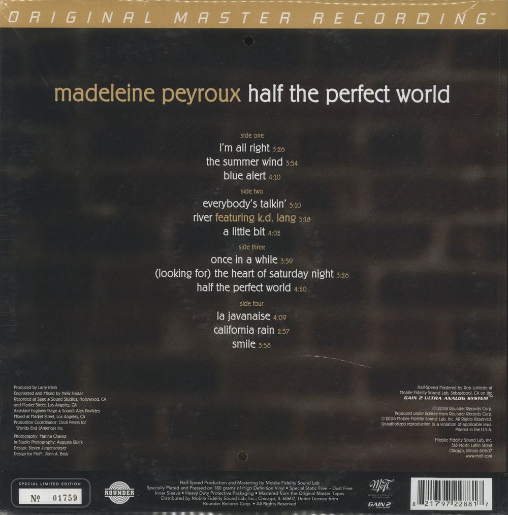 Madeleine Peyroux Half The Perfect World - 180 Gram Vinyl - Sealed US 2-LP vinyl record set (Double LP Album) 821797228817