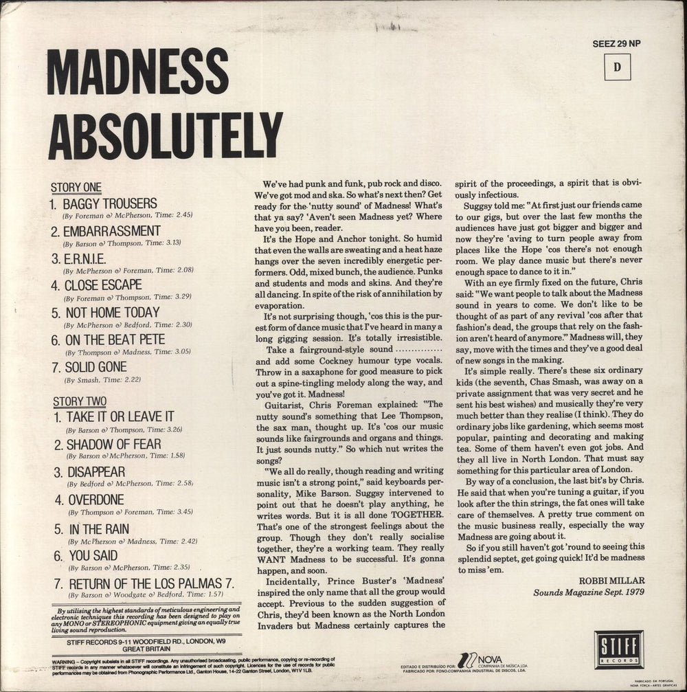 Madness Absolutely + Inner Portugese vinyl LP album (LP record)