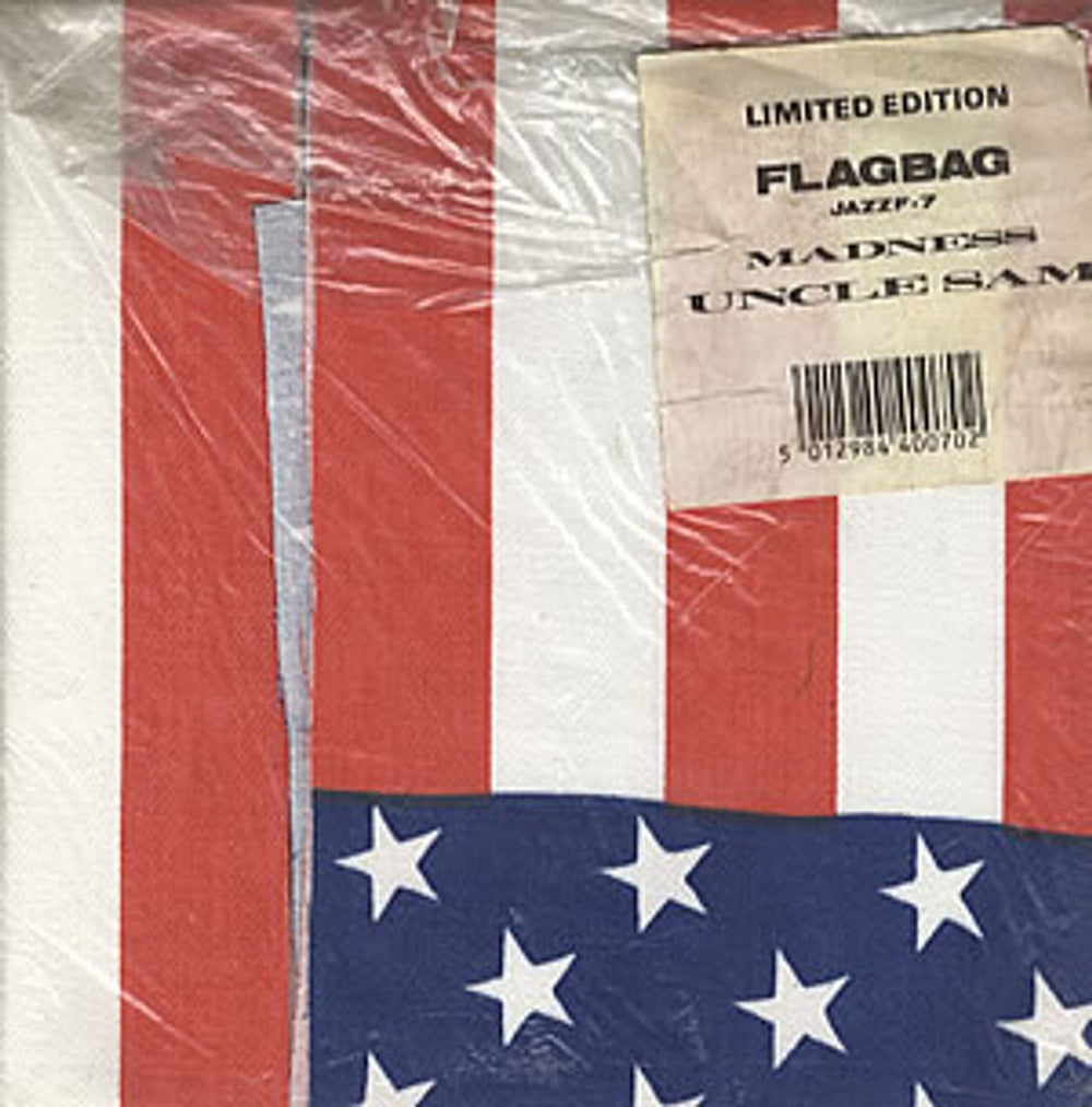 Madness Uncle Sam - 'flagbag' Cloth P/s UK 7" vinyl single (7 inch record / 45) JAZZF7