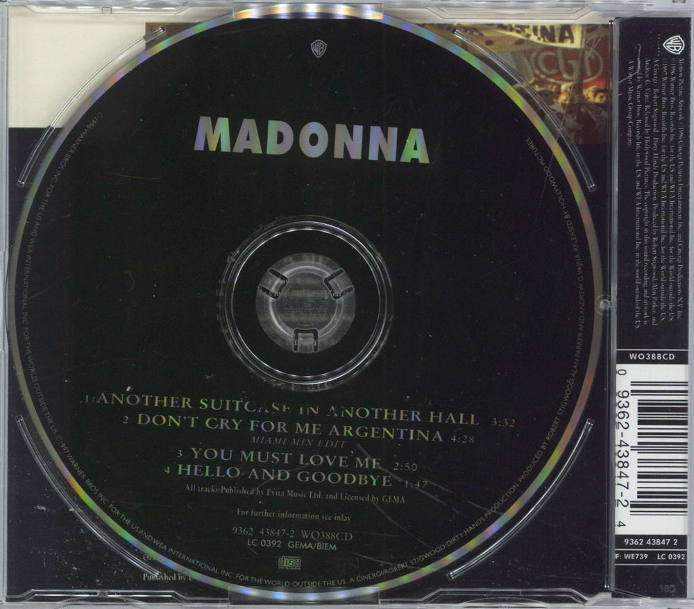 Madonna Another Suitcase In Another Hall UK CD single (CD5 / 5") 093624384724