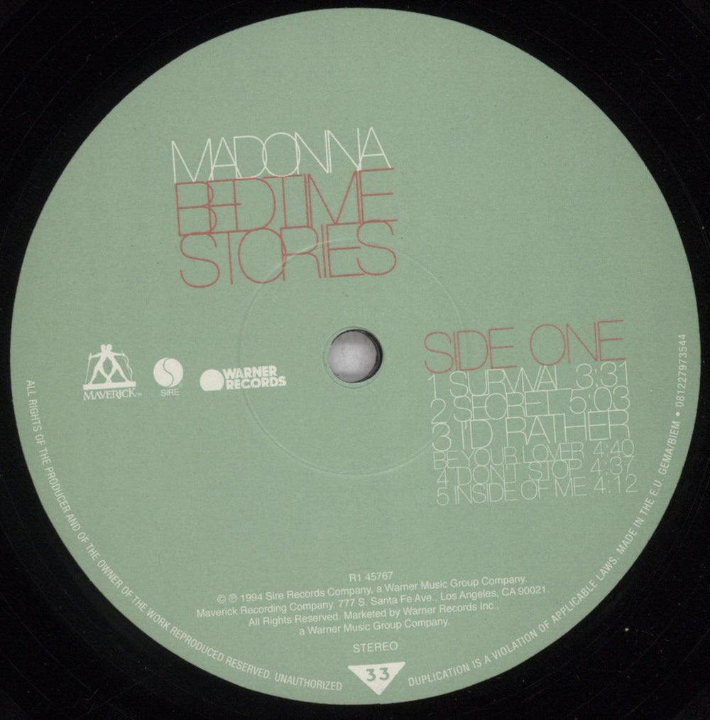 Madonna Bedtime Stories - 180 Gram UK vinyl LP album (LP record) MADLPBE843866