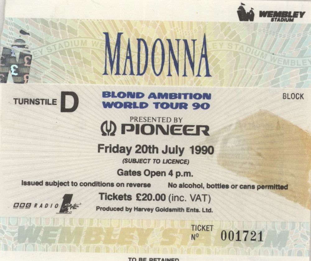 Madonna Blond Ambition World Tour + Ticket Stub UK tour programme MADTRBL459341