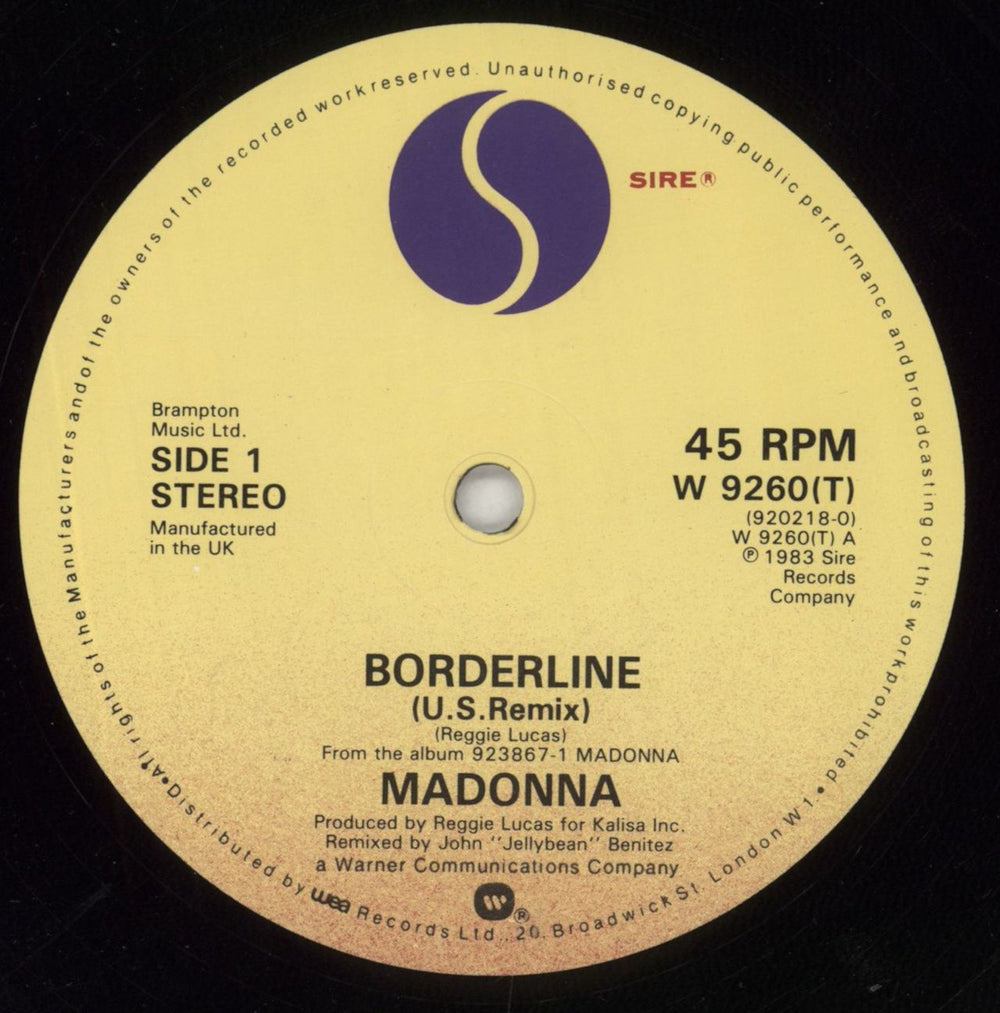 Madonna Borderline UK 12" vinyl single (12 inch record / Maxi-single) MAD12BO05510