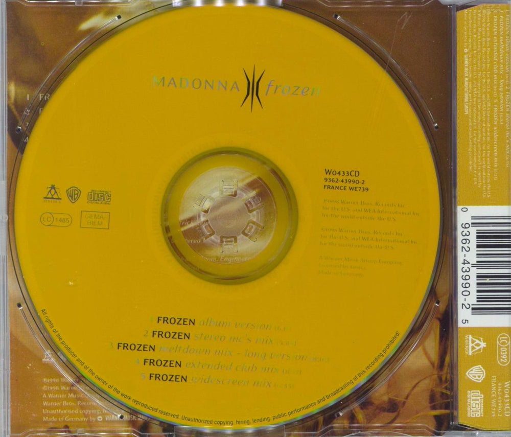 Madonna Frozen UK CD single (CD5 / 5") 093624399025