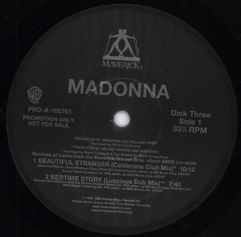 Madonna GHV2 Remixed: The Best Of 1991-2001 US Promo 12" vinyl single (12 inch record / Maxi-single)