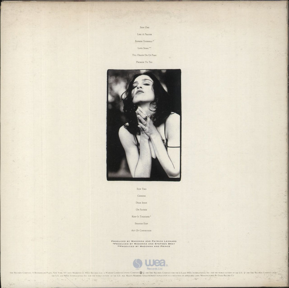 Madonna Like A Prayer Korean vinyl LP album (LP record)