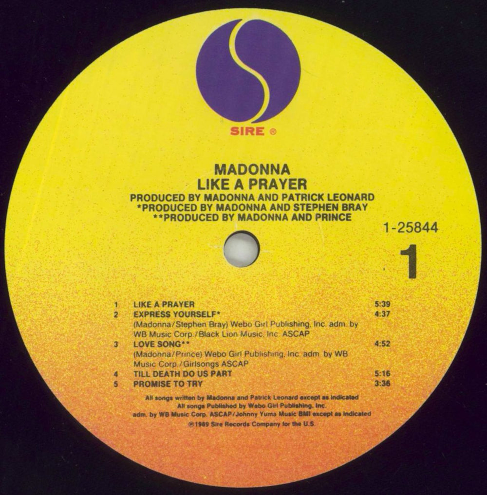 Madonna Like A Prayer - Scented inner US vinyl LP album (LP record) MADLPLI861190