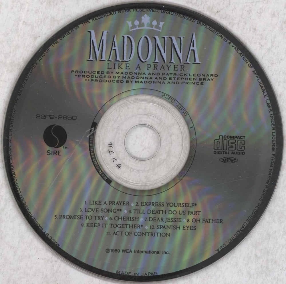 Madonna Like A Prayer - Scented Sleeve + Sticker/Obi Japanese Promo CD album (CDLP) MADCDLI103593