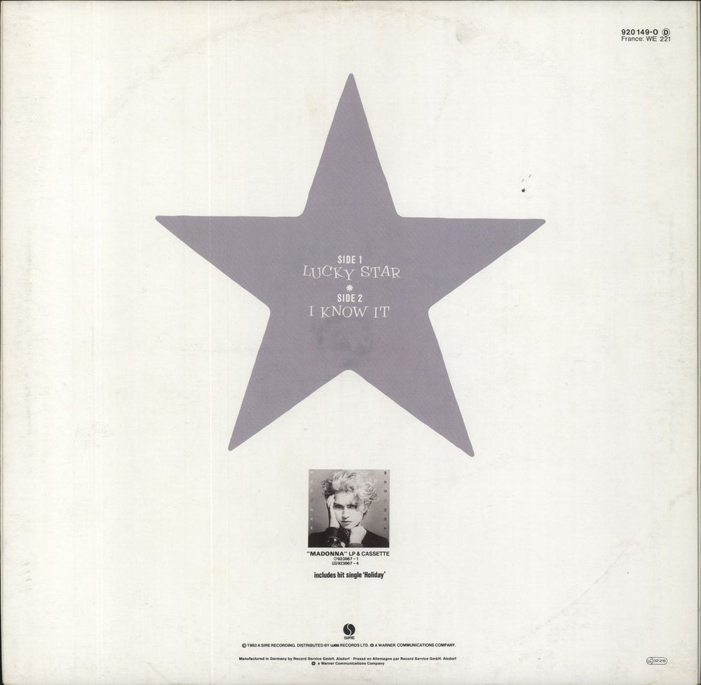 Madonna Lucky Star - EX German 12" vinyl single (12 inch record / Maxi-single) 075992014908