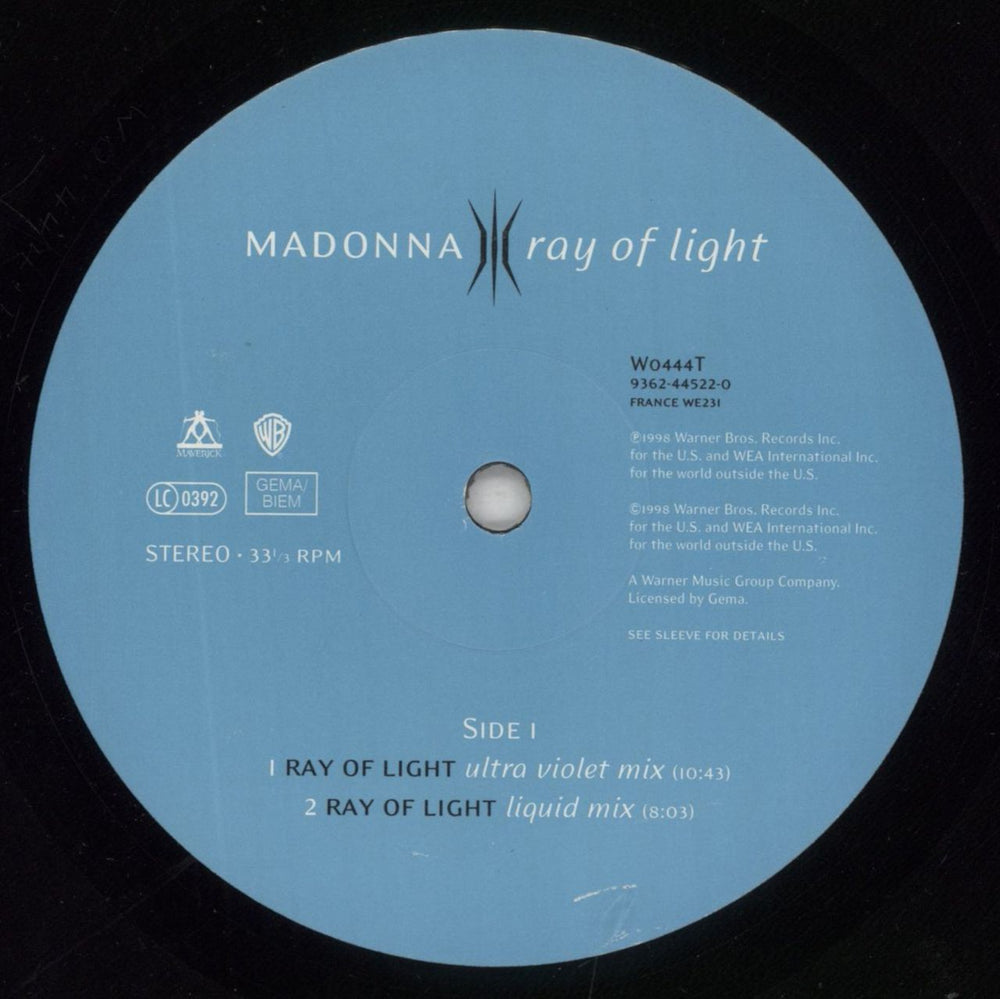 Madonna Ray Of Light UK 12" vinyl single (12 inch record / Maxi-single) MAD12RA112549