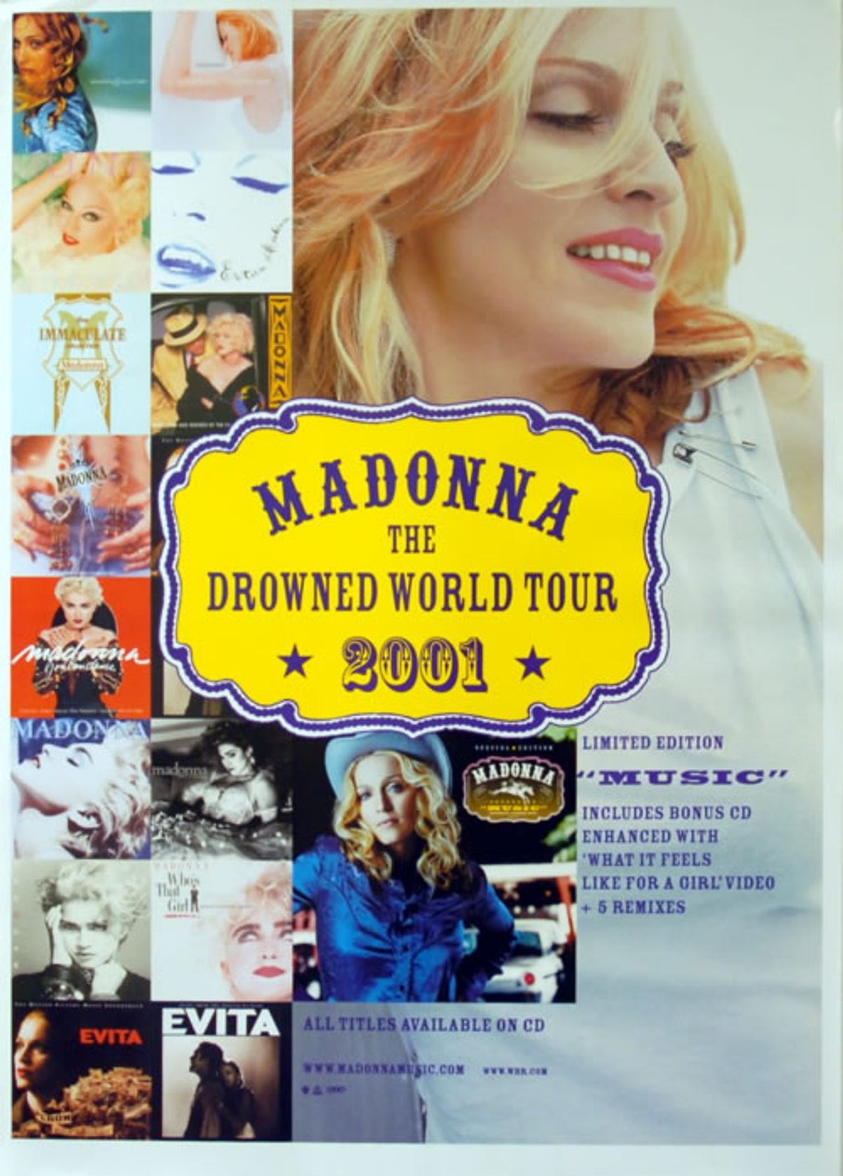 Madonna The Drowned World Tour 2001 UK Promo Poster — RareVinyl.com